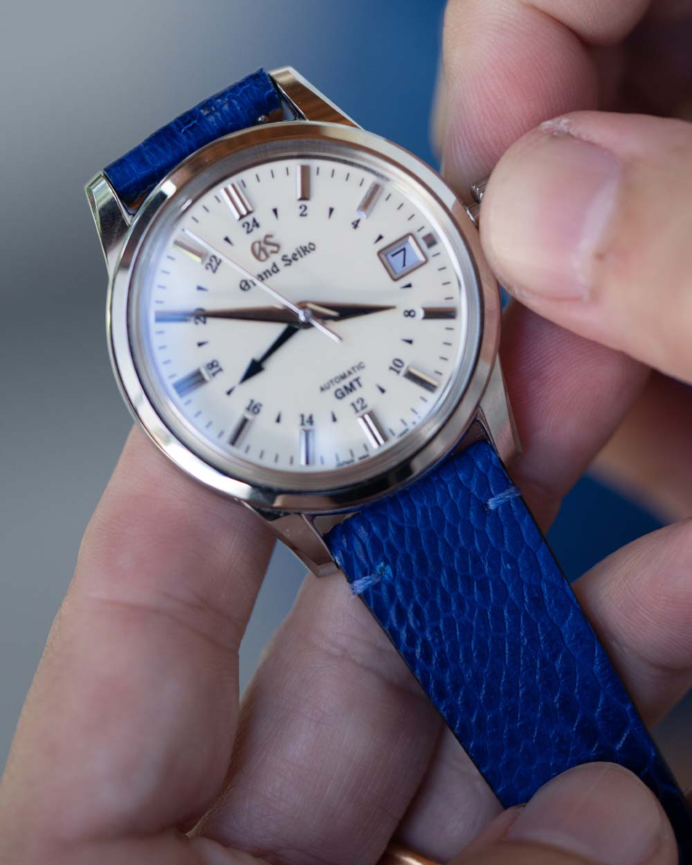 Pulseira de Canela de Avestruz Azul